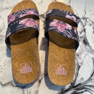 Reef Pink Floral Cork Sandals